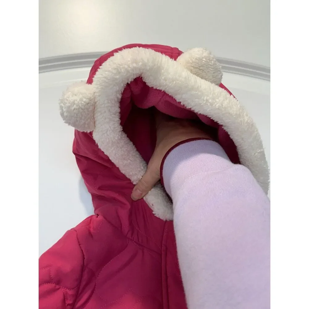 NWT Carter's Fuchsia Pink Heart Quilted Puffer Jacket Hood Size 4T